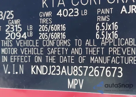 2025 Kia Soul Lx from USA, damaged, VIN KNDJ23AU8S7267673